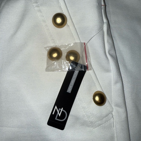 New Direction White Snow Pants with Gold Button Accents Size Large - Picture 2 of 13